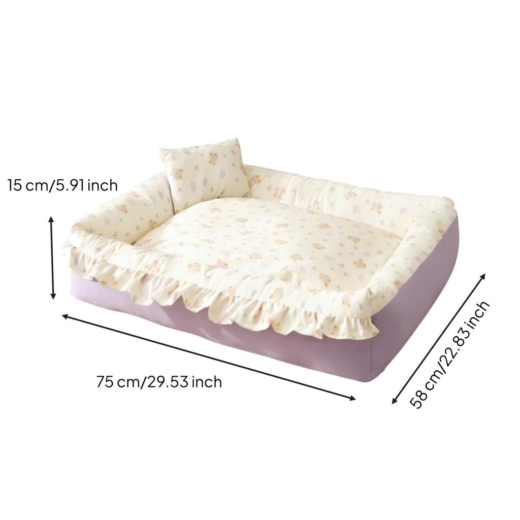 Machine Washable Thickened Rectangular Pet Bed with Removable Cover Supportive