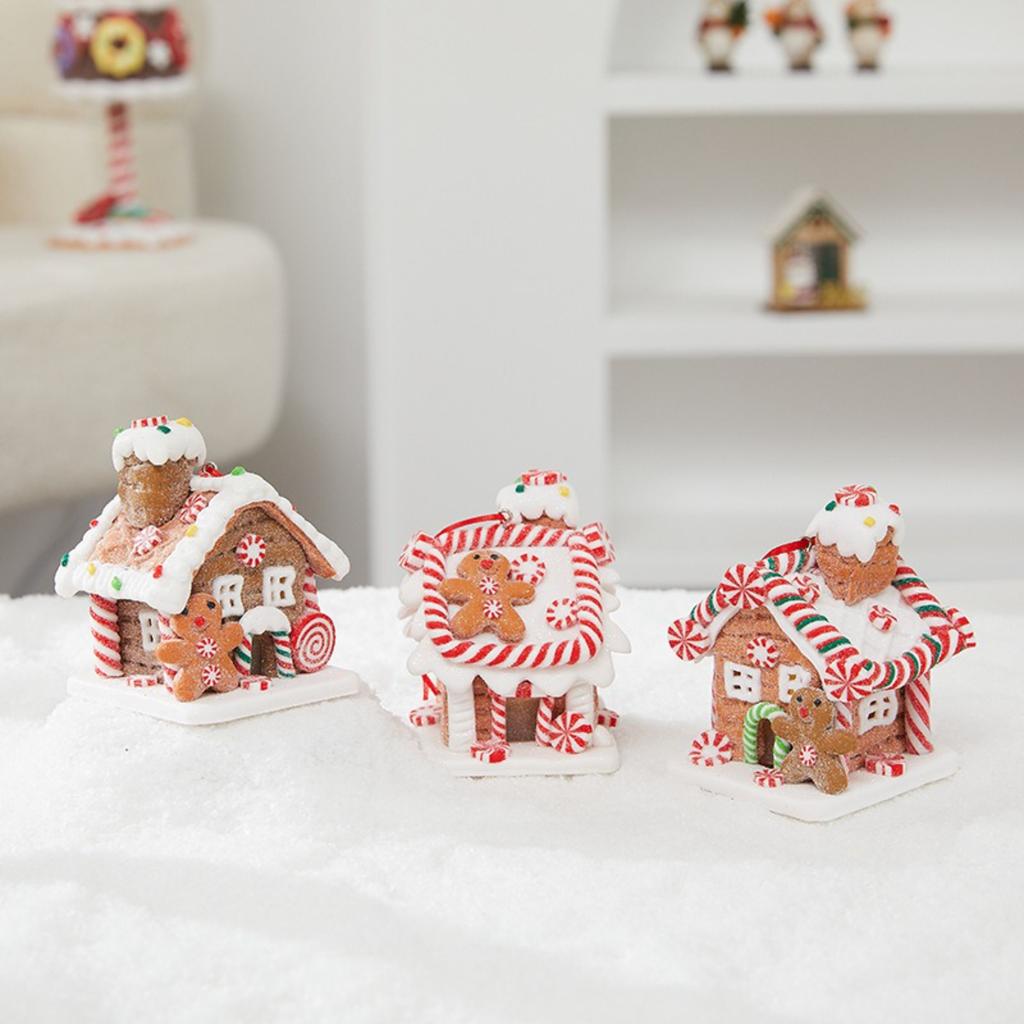Christmas Decoration Glowing Cottage - Soft Clay Fairy Tale Gingerbread House, Festive Display for Home & Window Decor