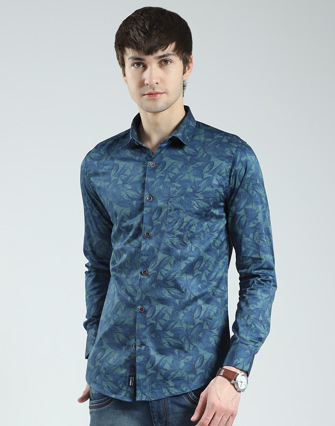 

Мужская приталенная рубашка в полоску с длинным рукавом Monte Carlo M зелёный