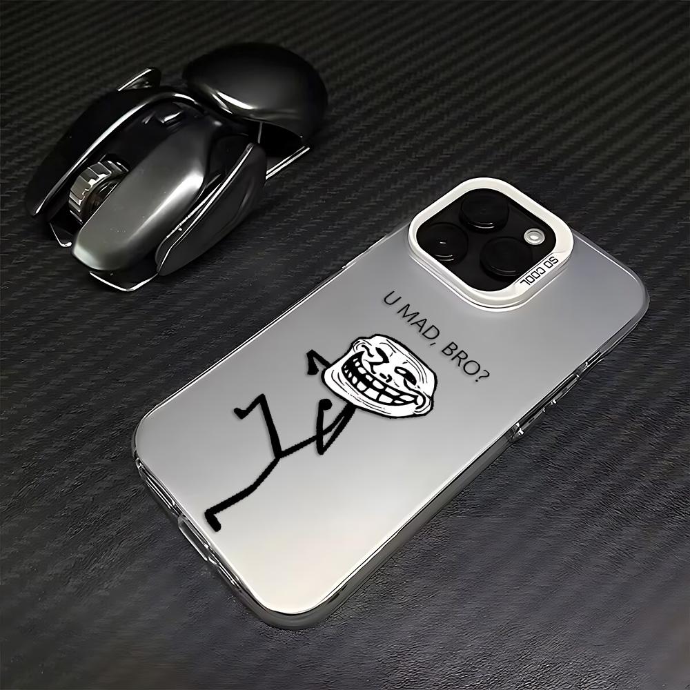Funny Meme Trollface Phone Case For iPhone 17 16e 16 15 14 13 12 11 Mini Pro Max X XR XSMAX 8 7 Air Plus Anti Fall Matte
