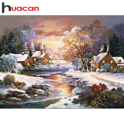 Diamond Embroidery 5D DIY Diamond Painting Snow Cottage Landscape Diamond Painting Cross Stitch Rhinestone Mosaic