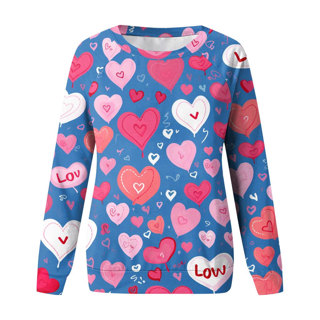 Women's Fashion Casual Long Sleeve  Printed Neck Sweatshirt Top