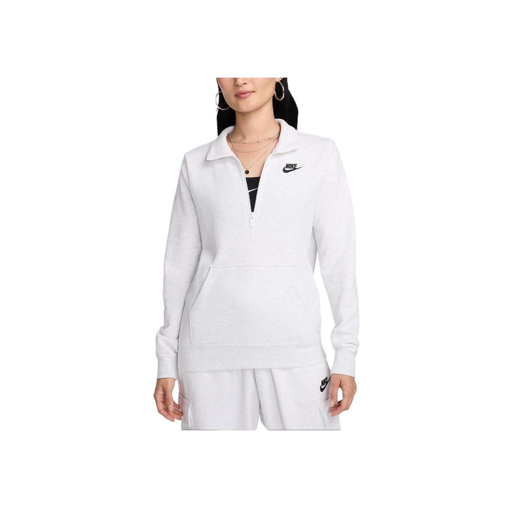 Nike Sportswear Club Solid Color Comfortable Warm Casual Half-Zip Sweatshirt Women Sweatshirt White DQ5838-051