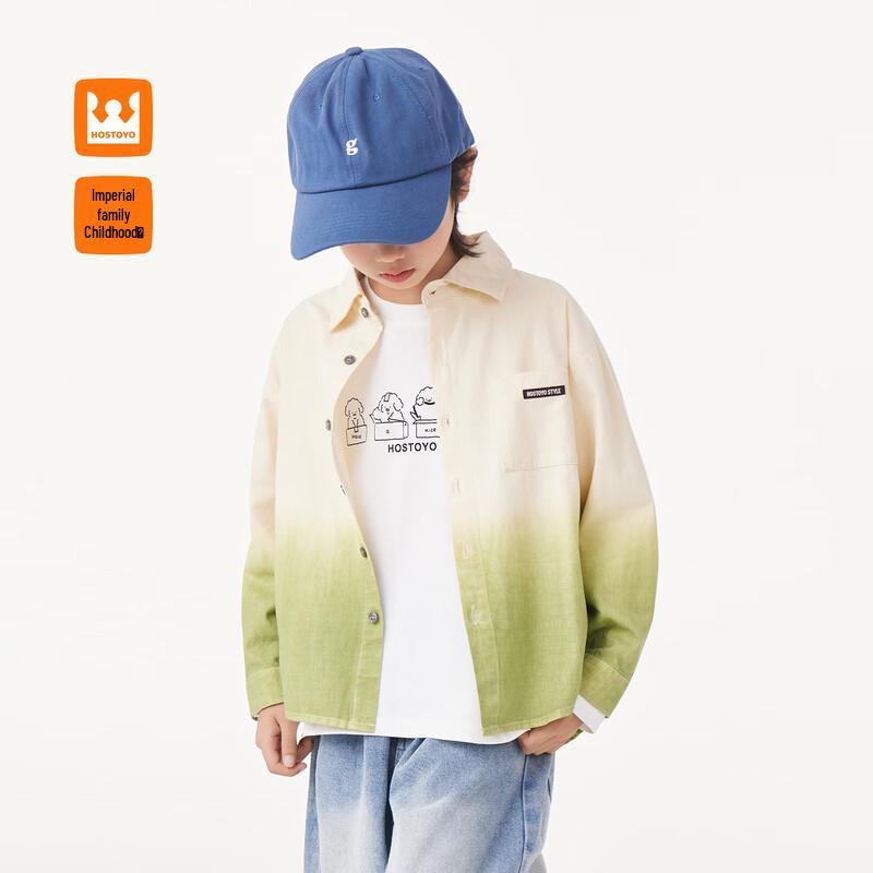 Boys  Colorblock Gradient Long Sleeve Casual Shirt 105