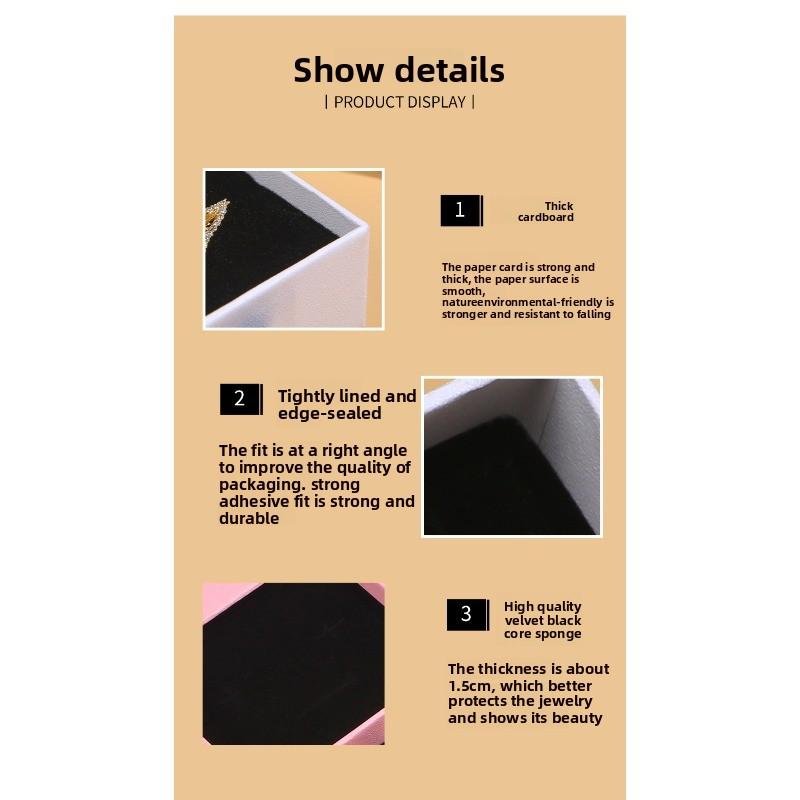 Drawer box pink white jewelry packaging box earrings necklace jewelry box ring pull-out paper box