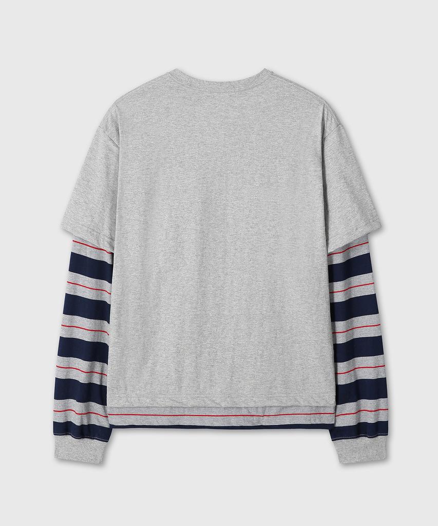 Daibeuinumeon Stripe Layered Long Sleeve (Melange Gray)