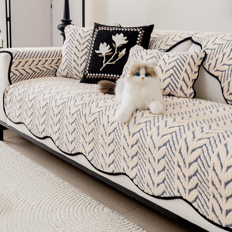 

New Comfortable Velvet Cotton Sofa Cushion Light Luxury High Sense Dirt-Resistant Non-Slip Seat Cushion Cushion Cover Cloth Anti-Cat Scratch 70*70cm