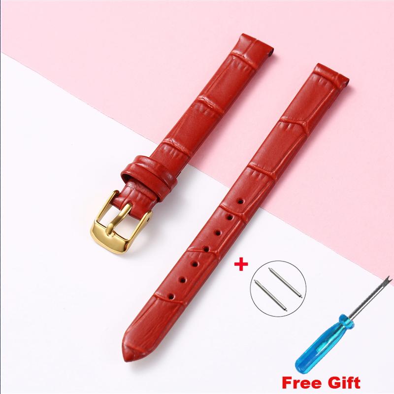 Leather Wath Strap 8mm 10mm 12mm 14mm 16mm 18mm 20mm Strap Genuine Leather Watch Bracelet Rose Gold Buckle with Tool