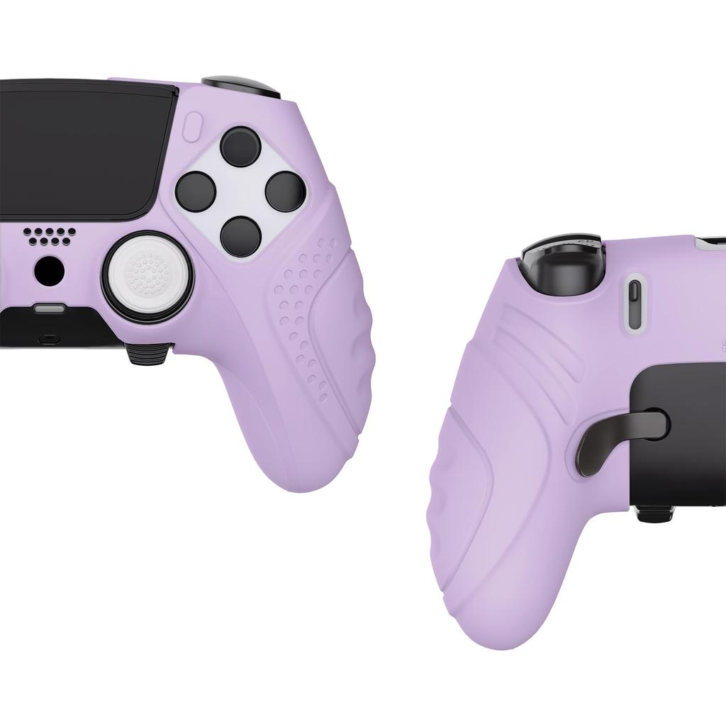 PlayVital Silikonhülle für PS5 Edge weicher Gummi-Schutz Skin für PS5 Edge Wireless inklusive Daumenstick Edition Mauve rutschfester Controller,