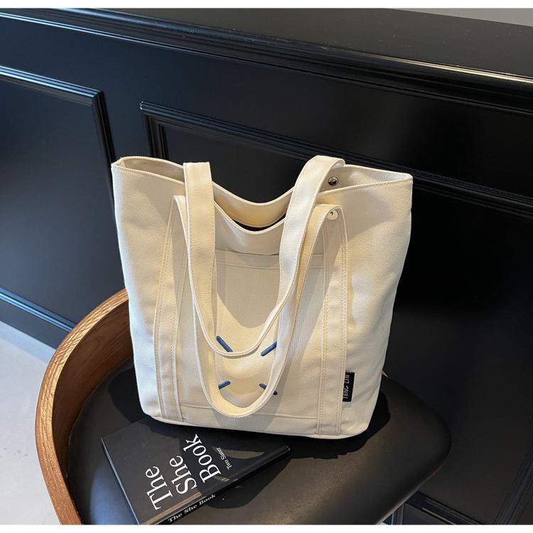 Canvas Bag Women's Large-capacity New Simple and Versatile Shoulder Bag Casual Summer College Student Tote Bag
