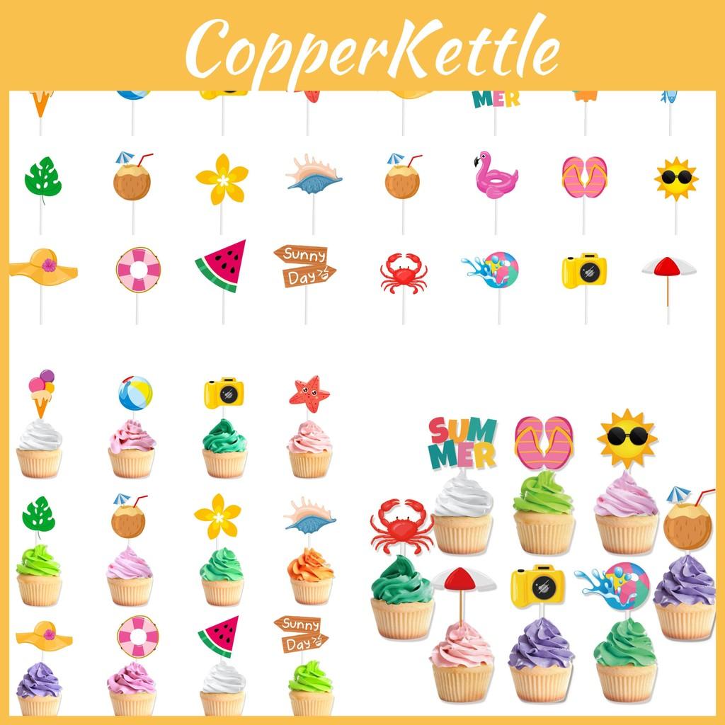 Summer Cake Party Toppers With Paper Flag Inserts Kids Birthday Prop Festival