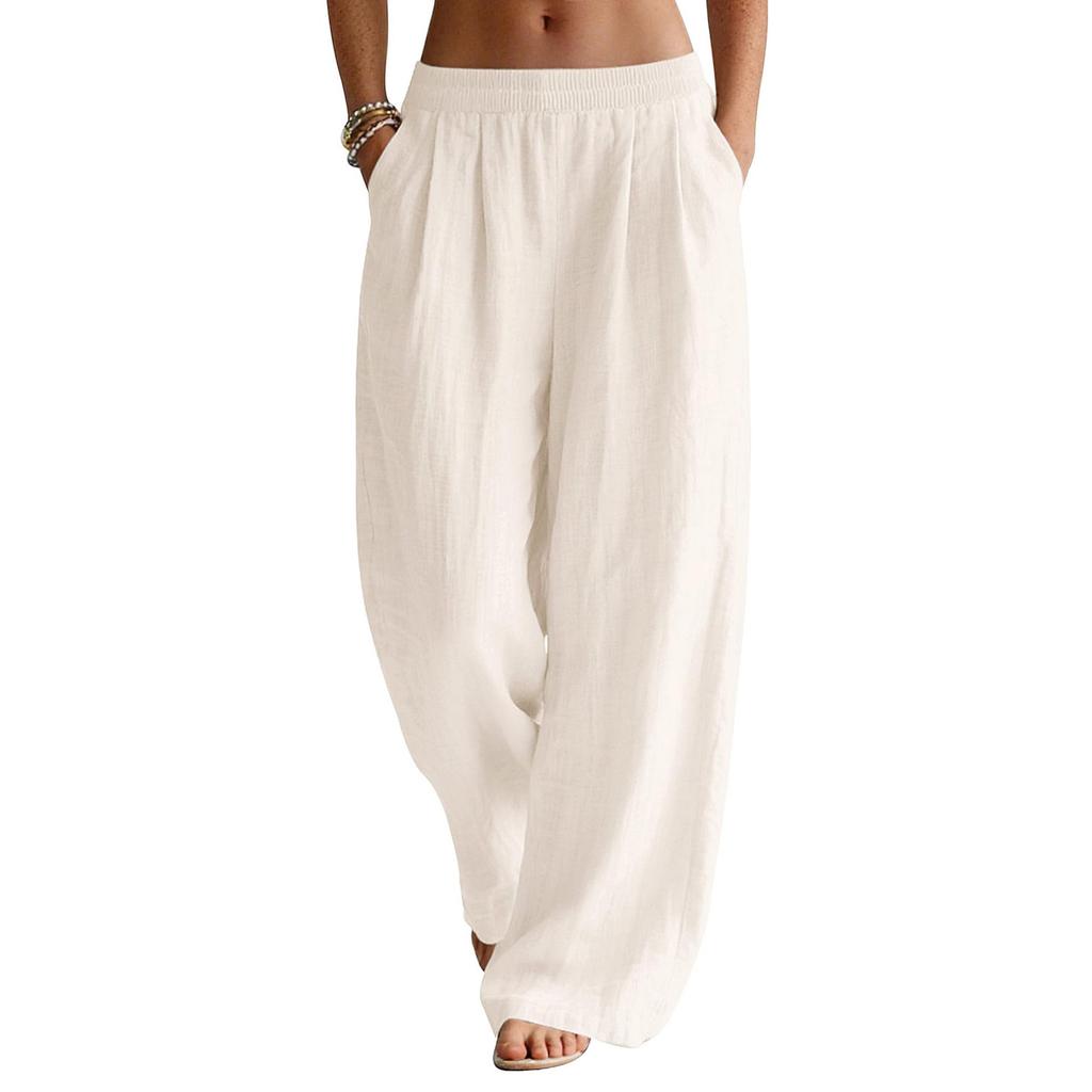 Women's Casual And Fashionable Color Loose Pants With Pocketes