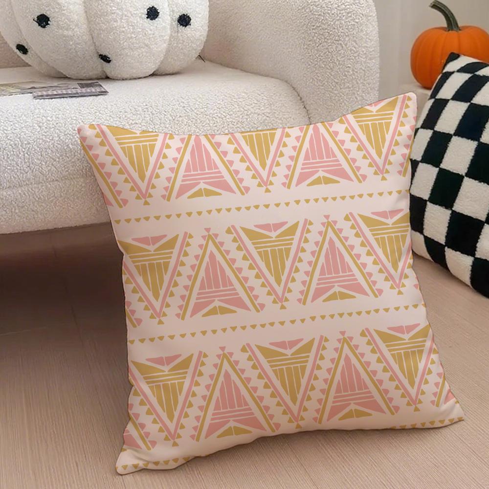 Boho Textile Pattern BBohemian Ethnic Prints Cushion Cover Throw Pillow Cover Hidden Button Durable Polyester Chair Cushion