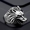 Hip Hop Wolf Head Vintage Silver Black Color Stainless Steel Engagement Punk Animal Rings for Women Men Fashion Jewelry