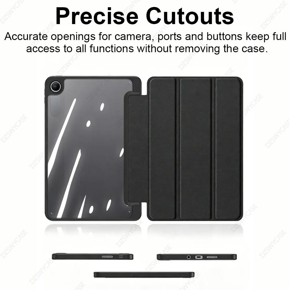 Case for Xiaomi Redmi Pad 2 SE 9.7 inch 2026, Trifold Stand Case with Pencil Holder, PU Leather Clear Transparent Back Cover