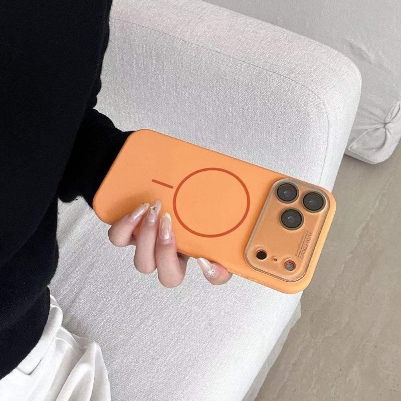 Applicable to iPhone17 large window liquid silicone mobile phone case Apple 16 fine ring magnetic attraction all-inclusive matte 15 hard case
