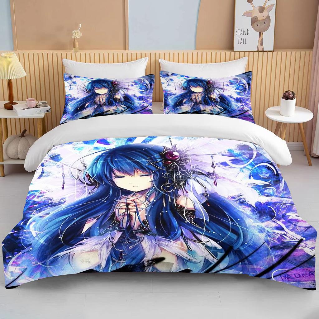 Japanese Anime Beauty King Size Double Bed Bedding Set Microfiber or Polyester Duvet Cover Set  Comforter Set