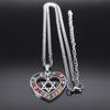 Hexagram Heart Shape Necklace for Women Men Silver Color Stainless Steel Jewish Star of David Necklace Jewelry collares N6474S02