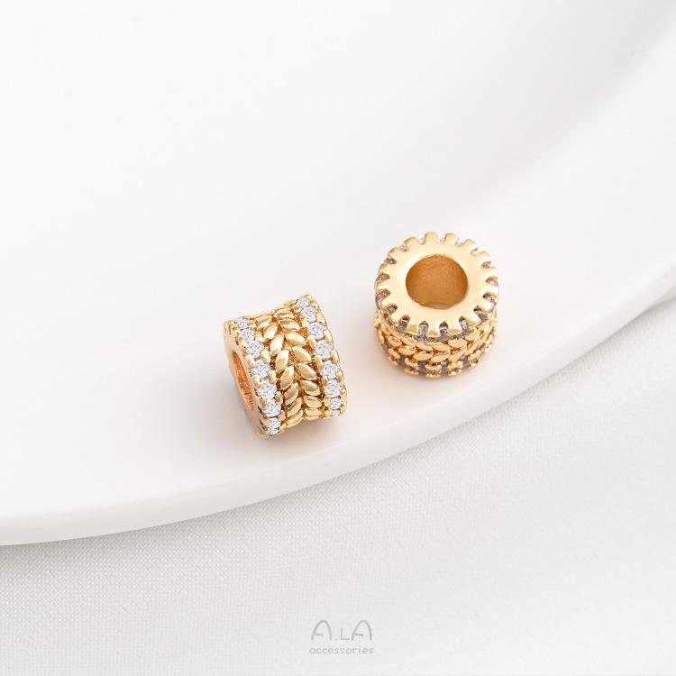 14K Gold-Plated Zircon Spacer Beads for DIY Jewelry