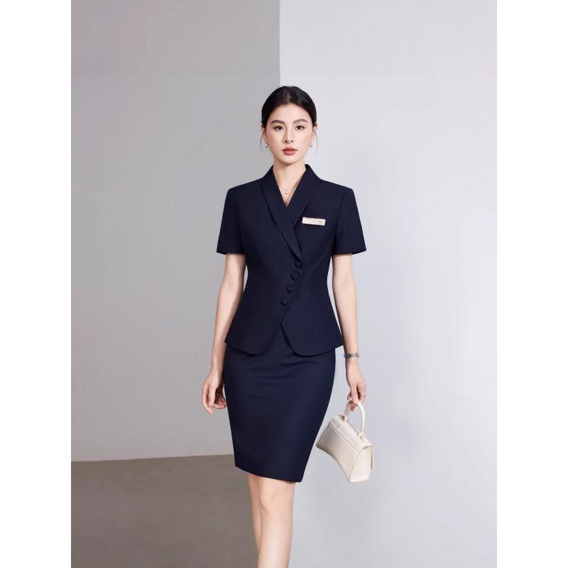 Elegant Women's Summer Suit: Professional Two-Piece Skirt Set for Salon Work