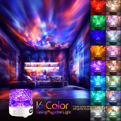 מקרן אור גלי ים עם רמקול, מנורת גלי מים ב-16 צבעים, אור לילה גלי, מתנות יום הולדת אידיאליות לבנים ובנות, מתנות לפסח למבוגרים