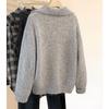 Women's Solid Color Lapel Long Sleeve Loose Sweater