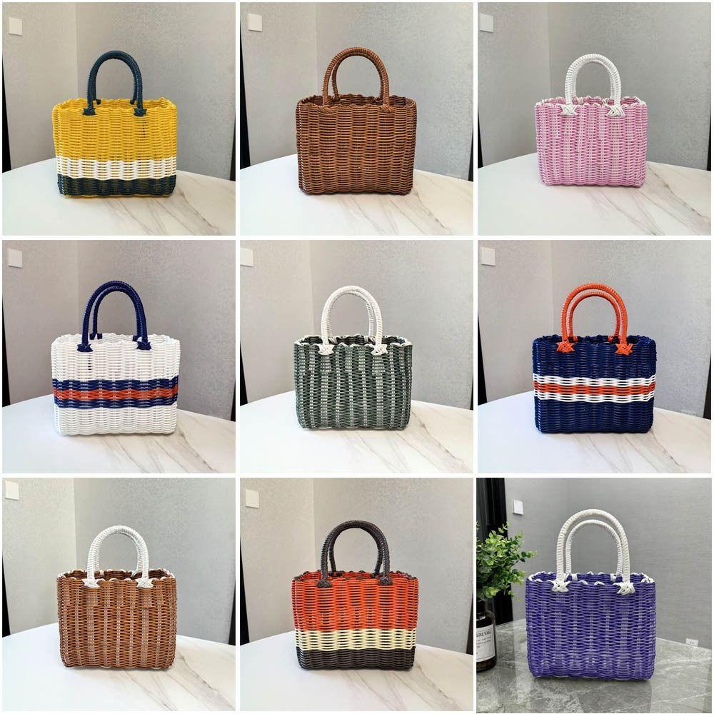 Imitation Rattan Storage Basket Square Woven Handbag Creative Hanging Baskets Flower