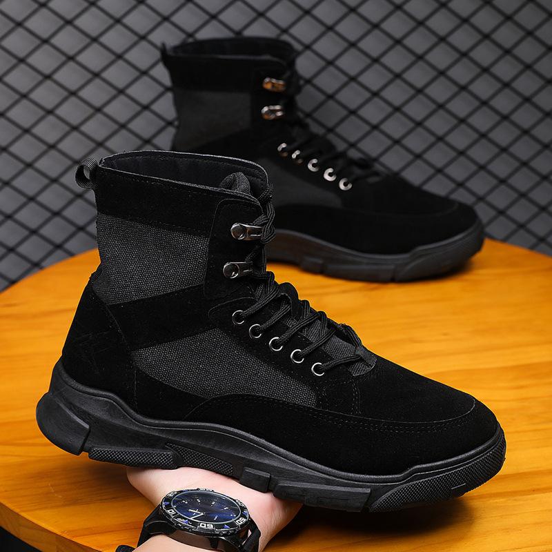 Martin boots men's autumn and winter new canvas versatile medium tube retro tooling high-top breathable shoes construction site work shoes