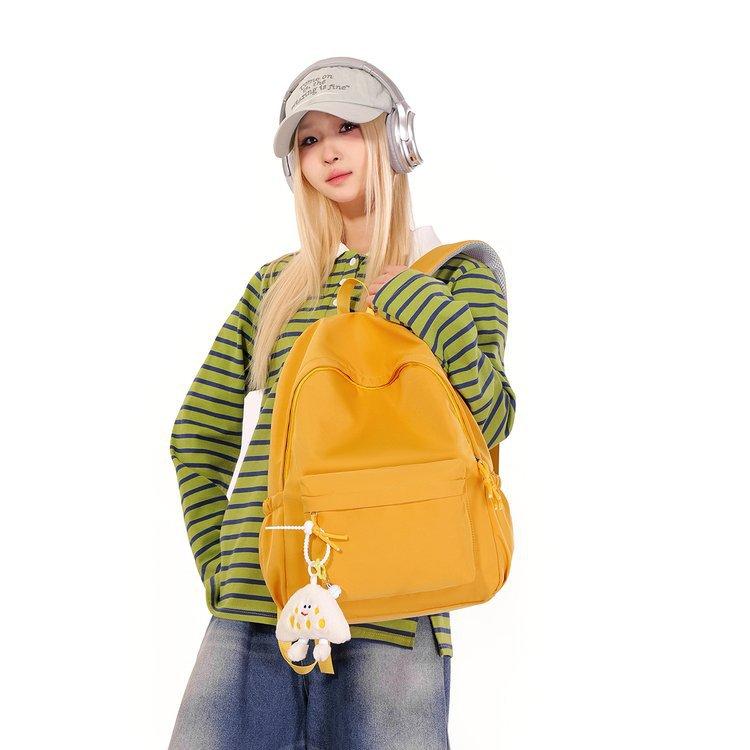 Schoolbag New Lightweight Schoolbag College Students Large Capacity Simple High Value Solid Color Lightweight High School Students Versatile Backpack