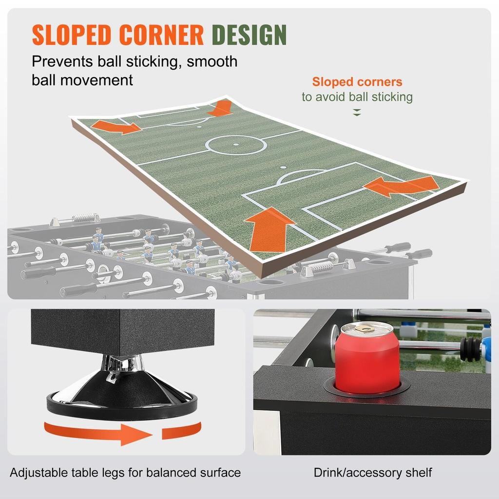 Foosball Table, 55 inch Standard Size Foosball Table, Indoor Full Size Foosball Table for Home, Family, and Game Room, Soccer with Foosball Table Set,