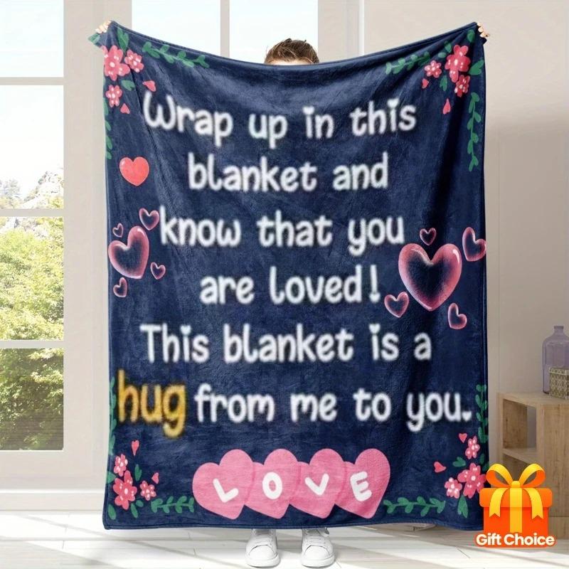 Heartfelt Love Hug Blanket, Warm Inspirational Throw Blanket with  You Are Loved  Message, Soft Cozy for Autumn/Winter Gift 70x100cm