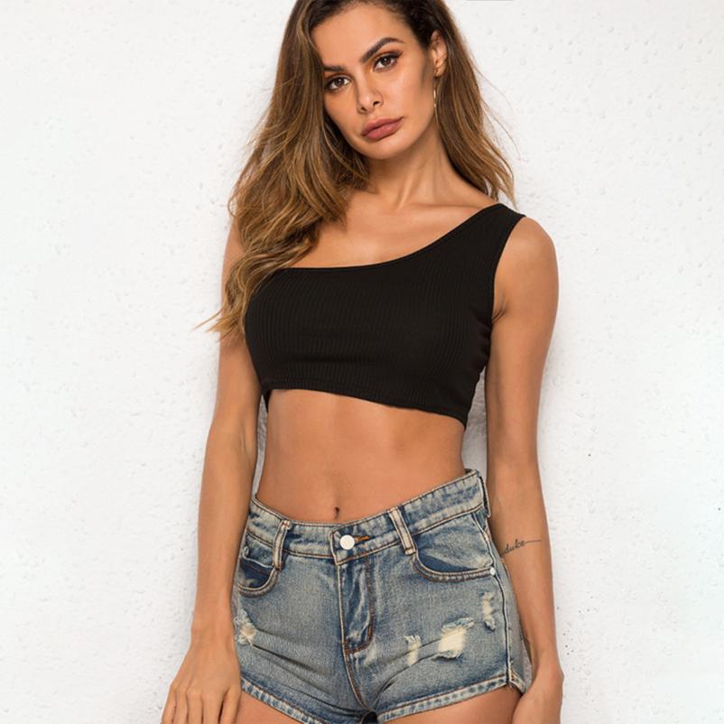 Sports Vest  One Piece Midriff-baring Tops Tank  Yoga One-shoulder