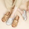 Johnature Flat Heel Soft Soled Sandals Hollow-out Breathable Genuine Leather Retro Hole Women's Shoes