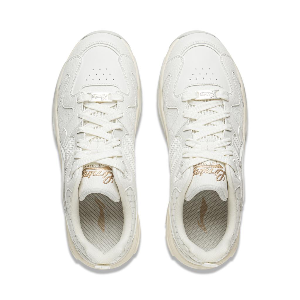 LiNing Tianji 3 Slip Resistant Cushioning Abrasion Resistant Lightweight Low Top Skateboard Shoes Men's Champagne White AGCV085-4