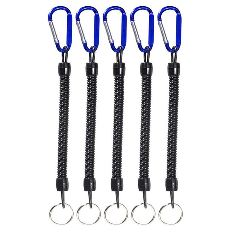 5pcs Outdoor Anti-lost Keychain Rope Fishing Rod Protective Lanyard Telescopic Anti-lost Key Ring
