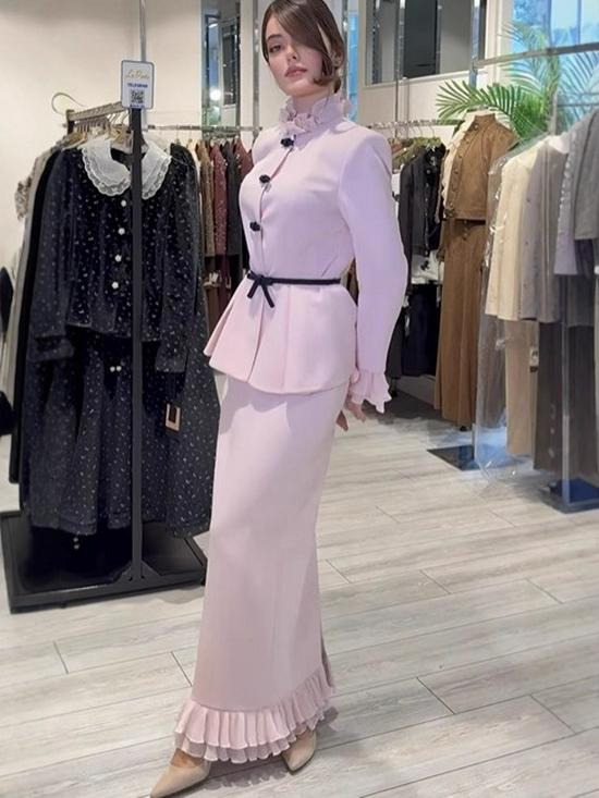 2025 Autumn New Arrival High-End Evening Party Two-Piece Set with Bell Sleeves