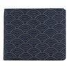 [Inden-ya] Inden Bifold Wallet with Bill Compartment and Coin Purse, Deerskin, Navy Blue with White Lacquer, Seigaiha Pattern, 2006-14-004