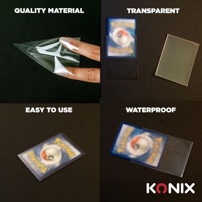 Protège-cartes - KONIX - Standard Sleeves - 100 Pochettes - Compatible Magic The Gathering, Pokémon - Transparent