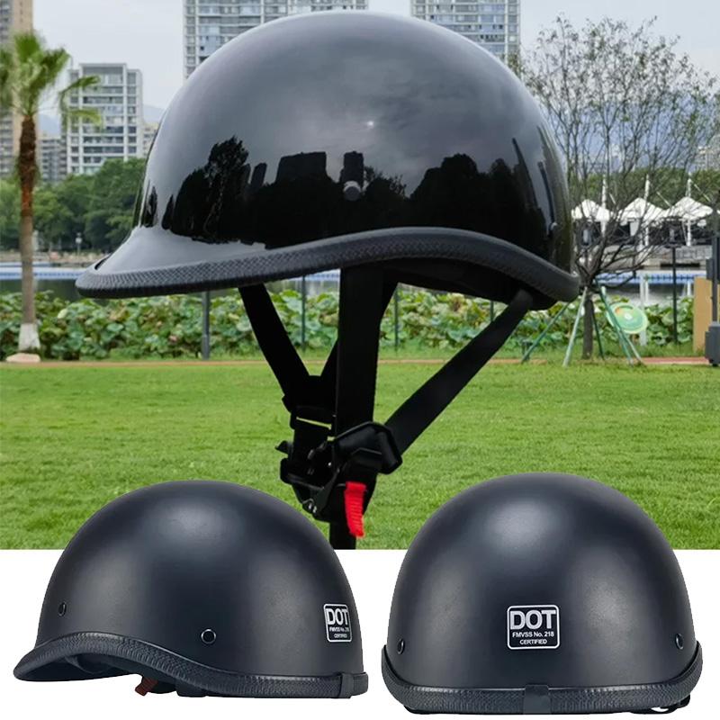 Motorcycle DOT Half Face Helmet Half Cap Vintage Open Face Fashion ABS Retro Motorcycle Half Helmet One Pedal Scooter Helmet