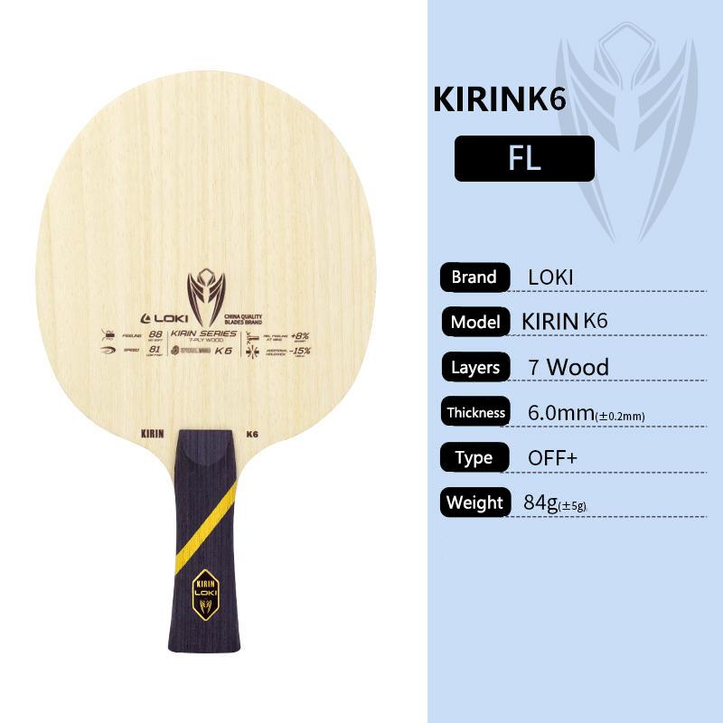 Raqueta de tenis de mesa LOKI original Pala de ping pong KIRIN K5 K6 K7(5Madera/7Madera) Hoja de ataque rápido