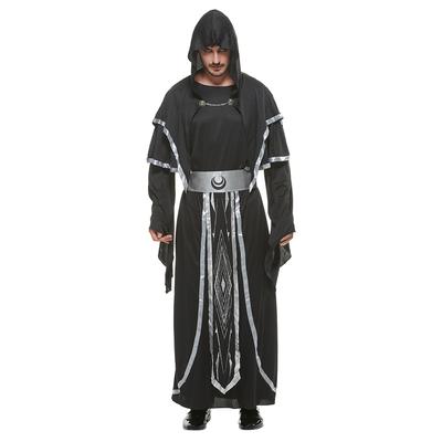 Men's Mystical Dark Sorcerer Medieval Warlock Halloween Wizard Hooded Costume