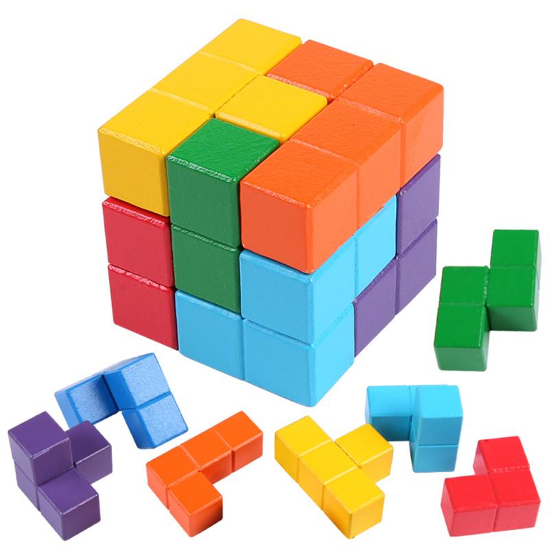 Wooden Building Blocks Set Smart Cube Mind Developmental Toy for Kids Children