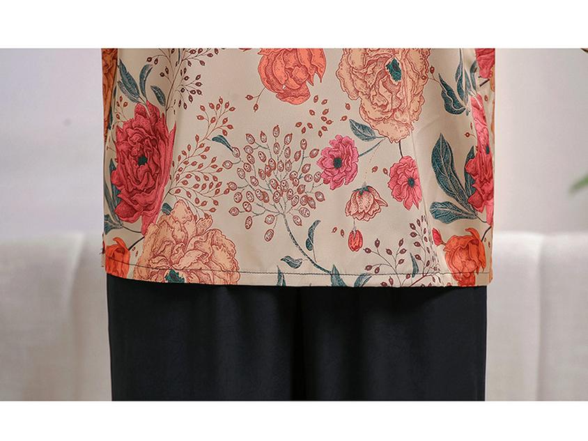 7XL Summer Plus Size Chinese Style Two-Piece Set for Middle-aged and Elderly Women