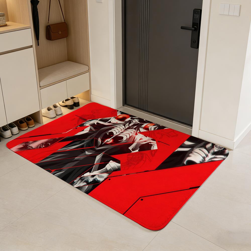 Cartoon O-overlord Floor Mat Flannel Door Mat Non-Slip Absorbent Washable Indoor Home Rug