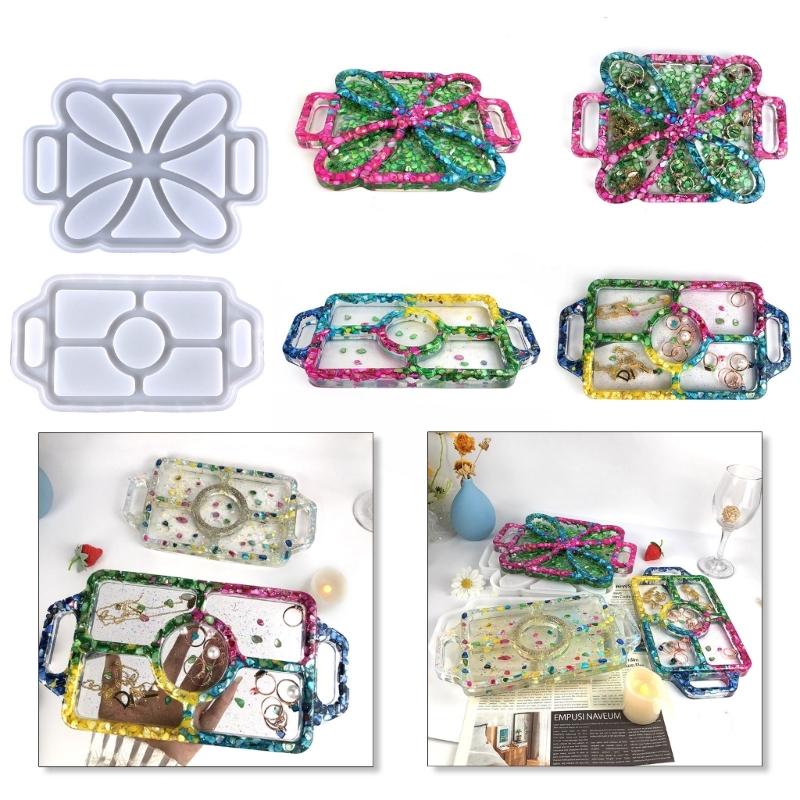 DIY Epoxy Crystal Valentines Day Four-Leaf Grass Storage Box Mold for Soap Candle Holder Jewelry Storage Home Decor