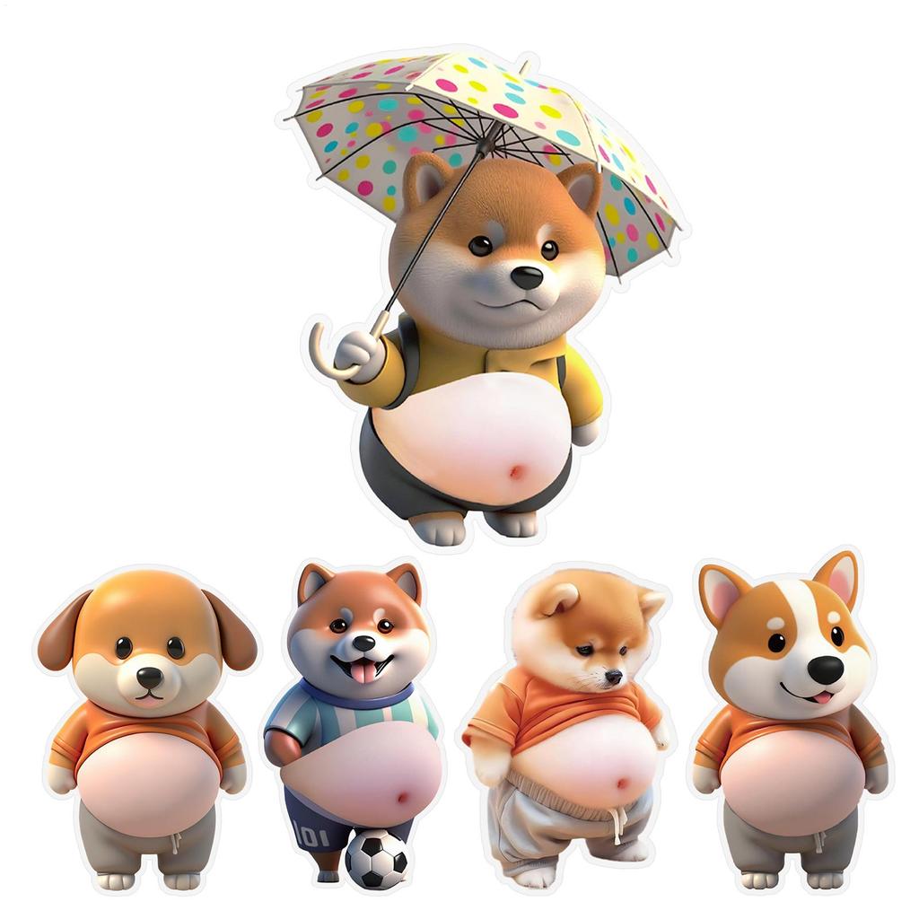 Cute 3D Shiba Inu Dog Belly Sticker Chubby Puppy Silicone Self-adhesive 3D Bubble Stickers Dog Patterns Scrapbooking Decals