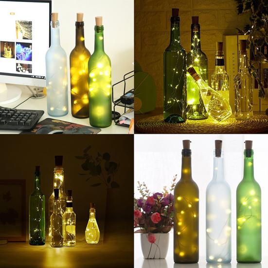10 Pièces Guirlandes Lumineuses pour Bouteille de Vin avec Bouchon Super Lumineuses Étanches à Piles Mini Guirlandes Lumineuses Décoratives Romantiques