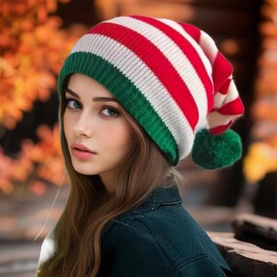 Gorro de lana de Papá Noel para padres e hijos de invierno: Estilo Navideño para Adultos y Niños