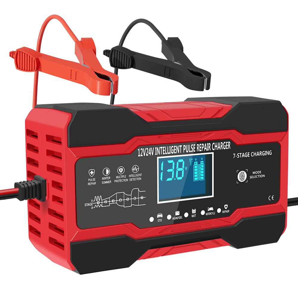 

Авто Мото Свинец Полностью Автоматическое Зарядное Устройство для Автомобильного Аккумулятора 110-220В Интеллектуальное Мокрое Сухое Свинцово-Кислотное Зарядное Устройство с Цифровым Дисплеем для Аккумулятора 12В/ 24В red