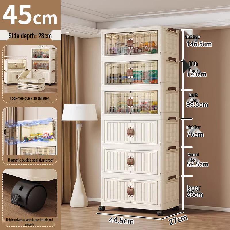 45-90 Wide Multi-layer Folding Plastic Storage Cabinet for Baby Wardrobe Organizer